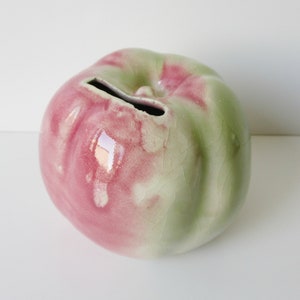 Vintage french money box to be broken, Antique apple fruit 1960s, France, Box, Toy, Jouet tirelire à casser fruit, France