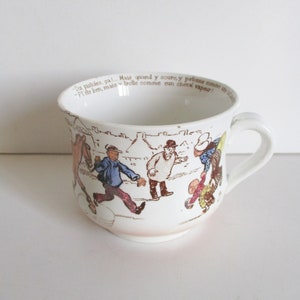 Antique large cup, 1930s, Sarreguemines Vintage coffee bowl, Tasse parlante, Café au lait France