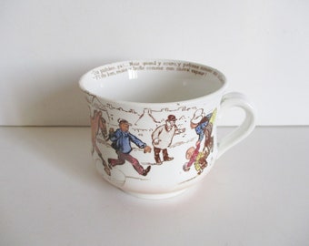Antyczna duża filiżanka, lata 30. XX w., Sarreguemines Zabytkowa miseczka do kawy, Tasse parlante, Café au lait France
