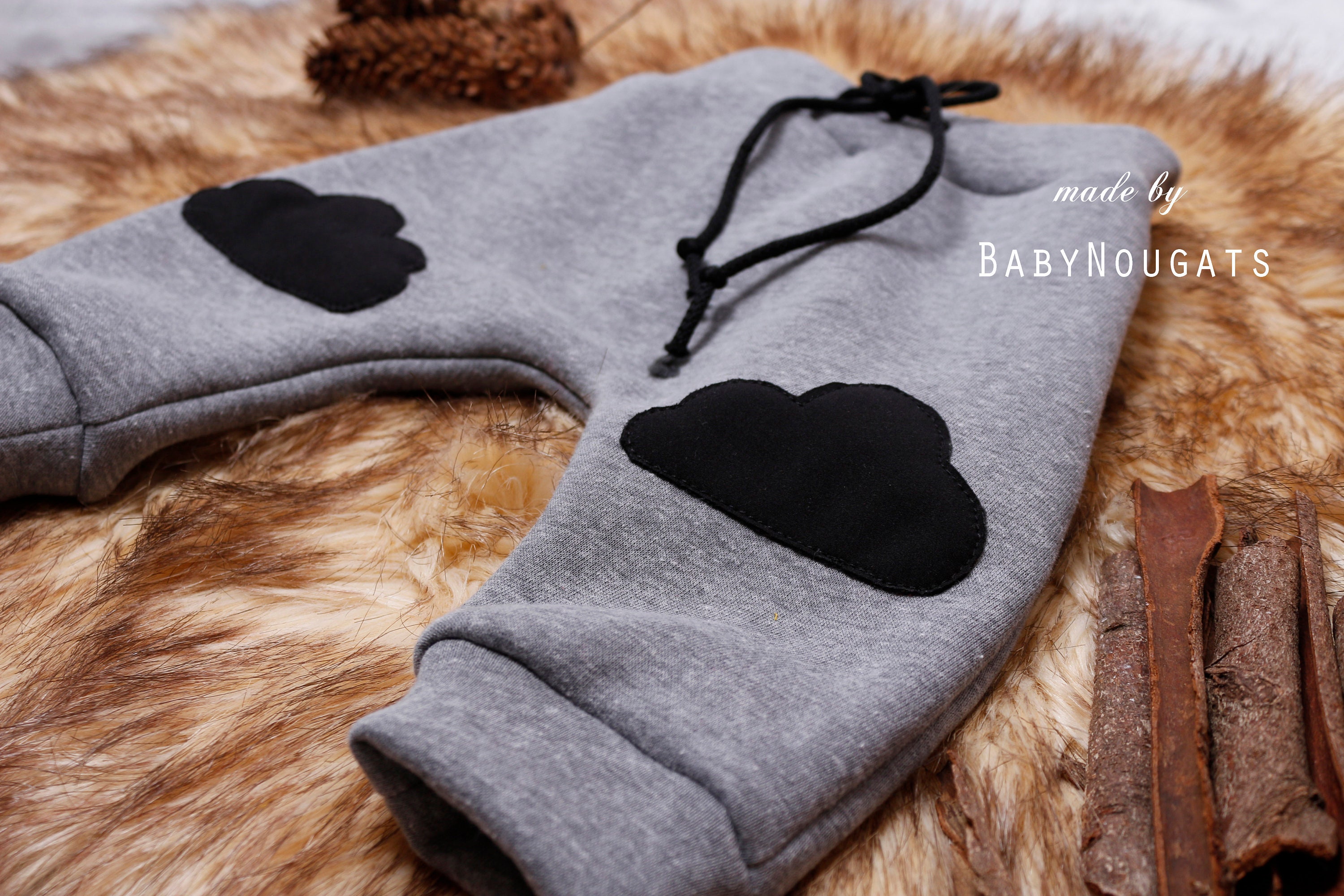 Baby Pants with knee pads / Clouds baby pants / Cotton baby | Etsy