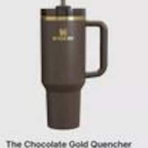 Limited Edition Chocolate Gold Stanley Cup Quencher H2.0 40oz Tumbler | Rare Brown Gold FlowState Travel Mug | Fast Shipping image 8