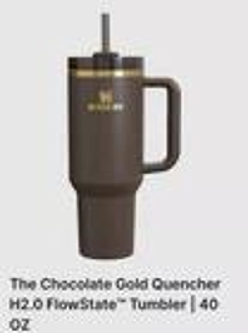 Limited Edition Chocolate Gold Stanley Cup Quencher H2.0 40oz Tumbler | Rare Brown Gold FlowState Travel Mug | Fast Shipping image 8