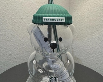 Authentic Starbucks Bearista Bear Glass Jar Tumbler with Straw | 2026 Holiday Limited Edition Gift
