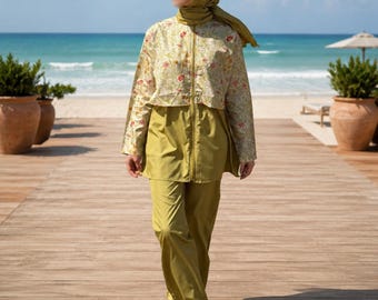 Modest Burkini Set, Full Coverage Islamic Swimwear, Quick-Dry Beachwear