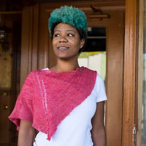PATTERN &#39;Garter Dollop&#39; Knit Small Cabled Shawl Unique Square