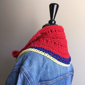 Hand knit Cowl Neck warmer Bright colors Cotton Acrylic Machine Washable  Teen Adult Gift Stocking Stuffers Vegan friendly