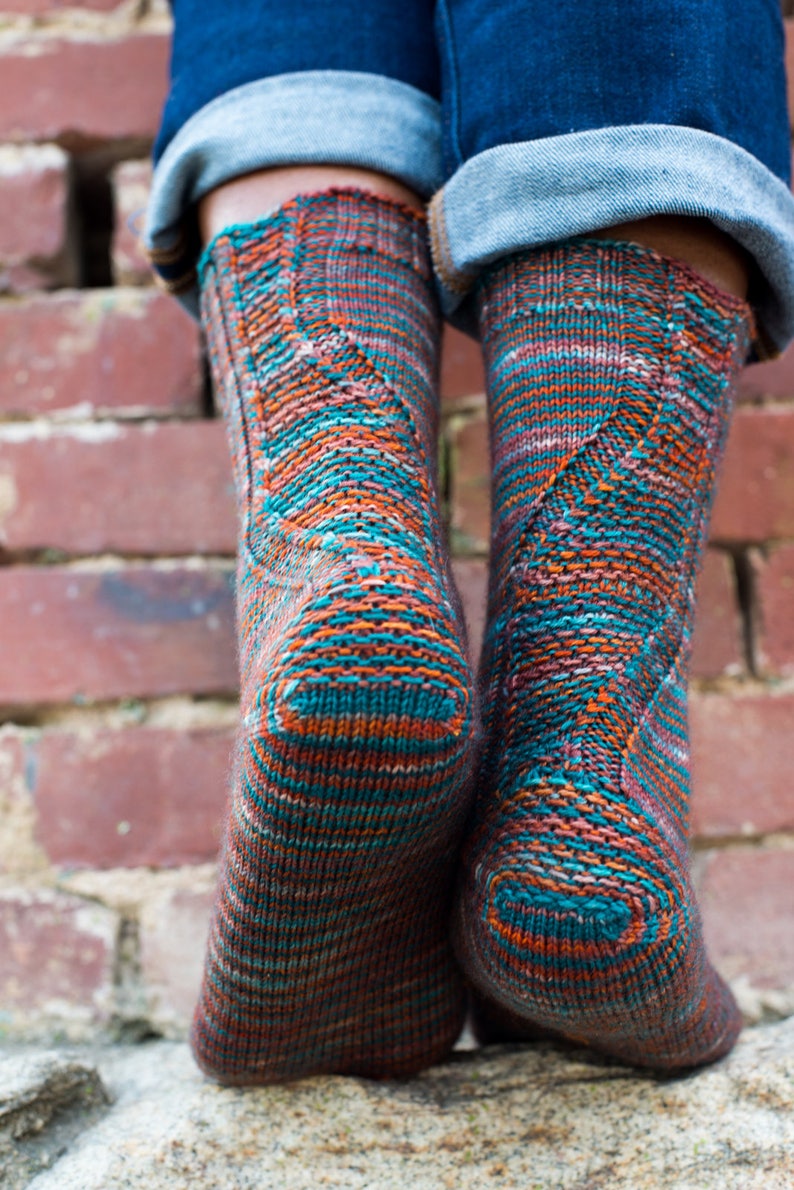 PATTERN 'Fleet Feet Socks' Knit Socks Adult sizes Men Women Unisex gift fingering sock image 5