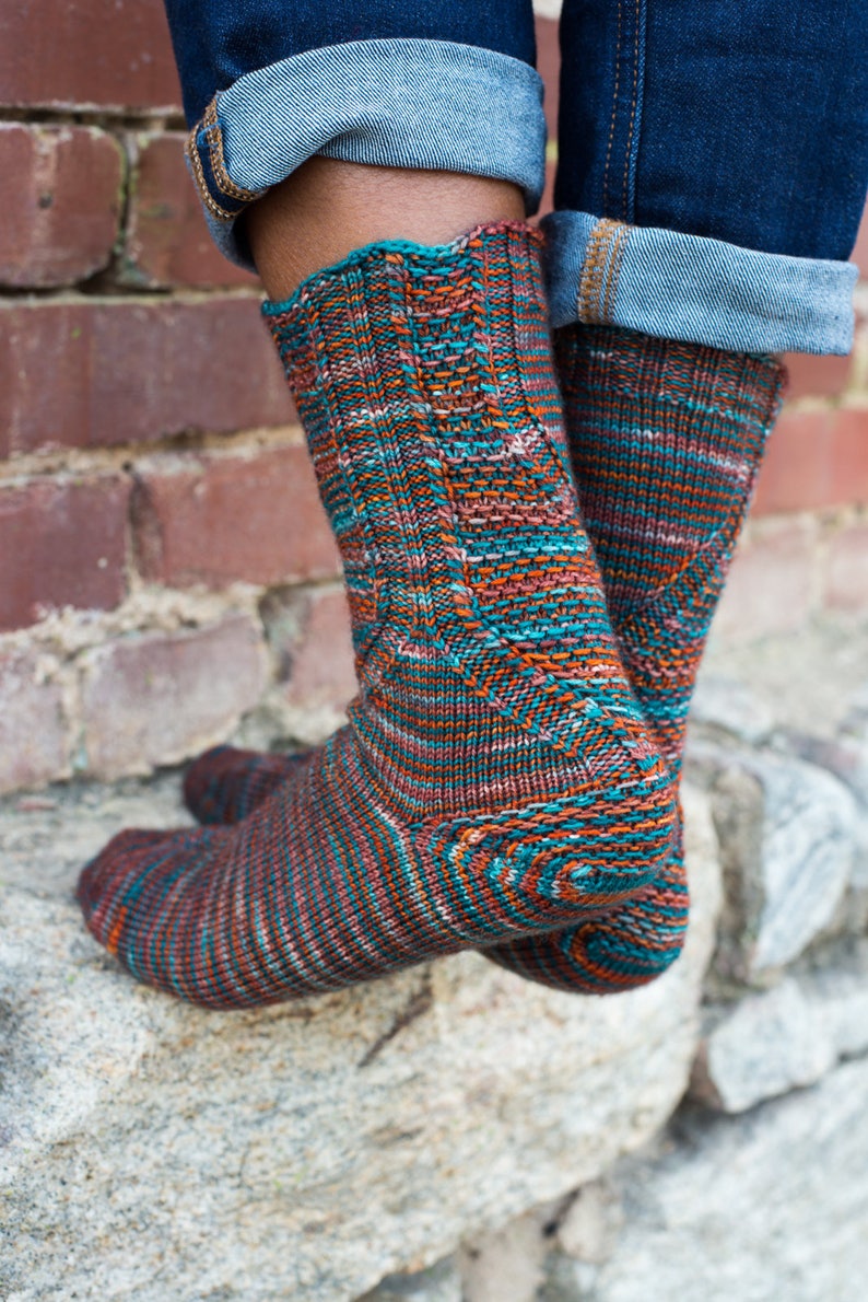 PATTERN 'Fleet Feet Socks' Knit Socks Adult sizes Men Women Unisex gift fingering sock image 3