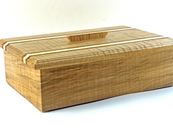 Handmade Exotic Wood Keepsake Box --  Curly Maple With Roasted Maple Accents  (KSB5924)