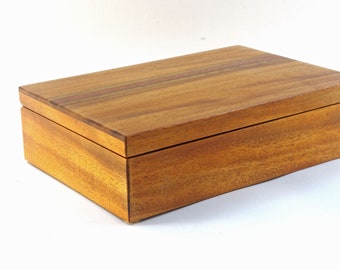 Handmade Exotic Wood Keepsake Box --  Mahogany With Bubinga & Roasted Maple Accents (KSB5545   )