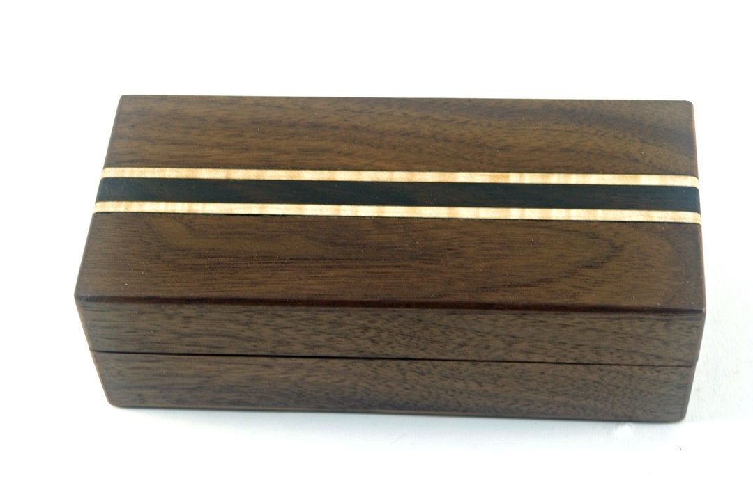 Large Exotic Wood Eyeglasses Case Black Walnut With Curly Etsy