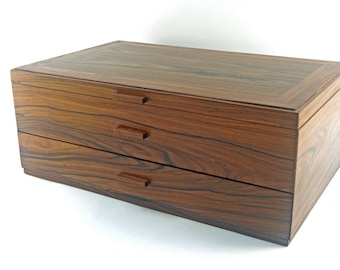 Wooden Jewelry Chest With 1 Drawer & Trays- Santos Rosewood  (JB5703)