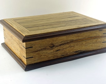 Exotic Wood Jewelry Box : Black Limba With Nogal Accents  (JB5797 )