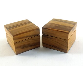 Pair Of Handmade Exotic Wood Ring Boxes --New Guinea Walnut With Wenge Accents (RBP5874 )