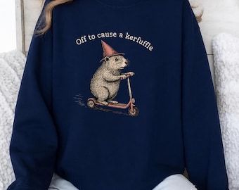 Off To Cause A Kerfuffle PNG: Funny Groundhog Scooter PNG Silly Animal Humor Retro Meme Design (Digital Download)