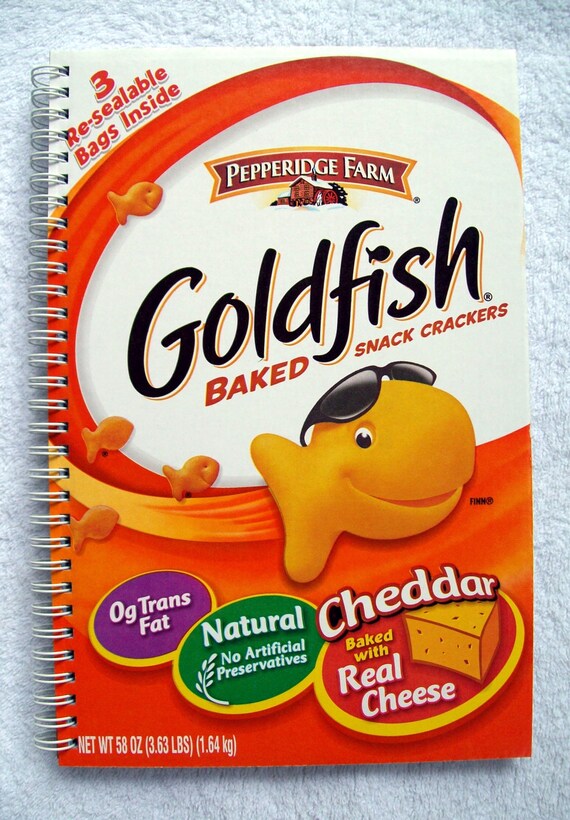 Items similar to Recycled Goldfish Crackers Box Notebook Journal on Etsy