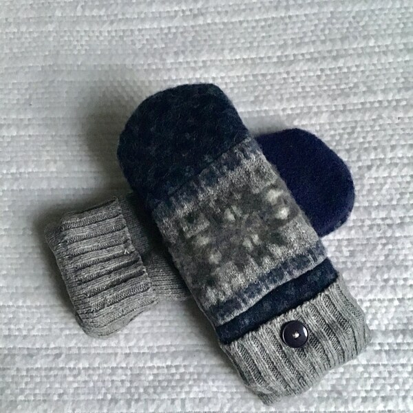 Upcycled felted wool sweater mittens