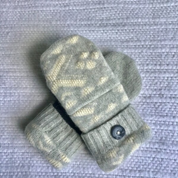 Upcycled felted wool sweater mittens