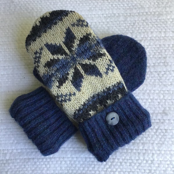 Upcycled felted wool sweater mittens