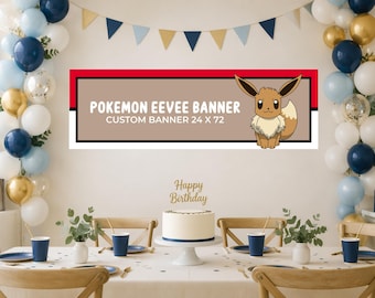 Pokemon EEVEE Custom Border Banner 24x72 | DIGITAL | Editable Canva Template | Birthday Craft Banner |