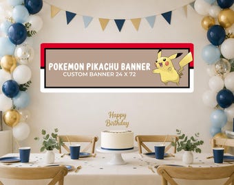 Pokemon PIKACHU Custom Border Banner 24x72 | DIGITAL | Editable Canva Template | Birthday Craft Banner |