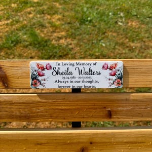 Plaque commémorative personnalisée pour banc, pierre tombale en acrylique personnalisée, plaque commémorative florale, panneau de dédicace d'arbre de jardin résistant aux intempéries