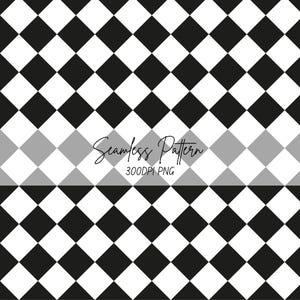 Black White Diamond Seamless Pattern, Classic Checkerboard Digital Paper (PNG)