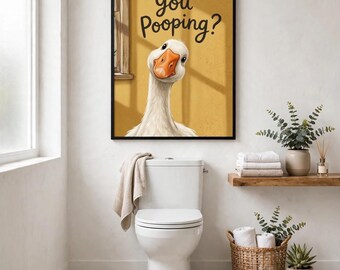 Funny Goose Bathroom Wall Art | You Pooping Goose Print | Hilarious Bathroom Poster | Goose Meme Wall Decor | Funny Toilet Wall Art