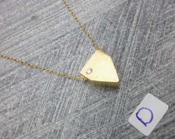 Short Geometric Pendant, Asymmetric Polygon, Gold Plated, Tiny Inlaid Zircon, Delicate, Minimalist, Dainty, Any Outfit, For Women, Teens