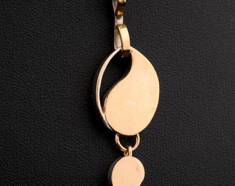 Silver Gold Pendant, Inspired by Ying&Yang, Gold Filled Chain,  For Teens and Women Alike