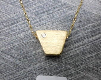 Short Geometric Pendant, Minimalist, Trapeze Shape, Layering Necklace Tiny Inlaid Zircon, Dainty, Trendy,  For Women For Teens, All Outfits