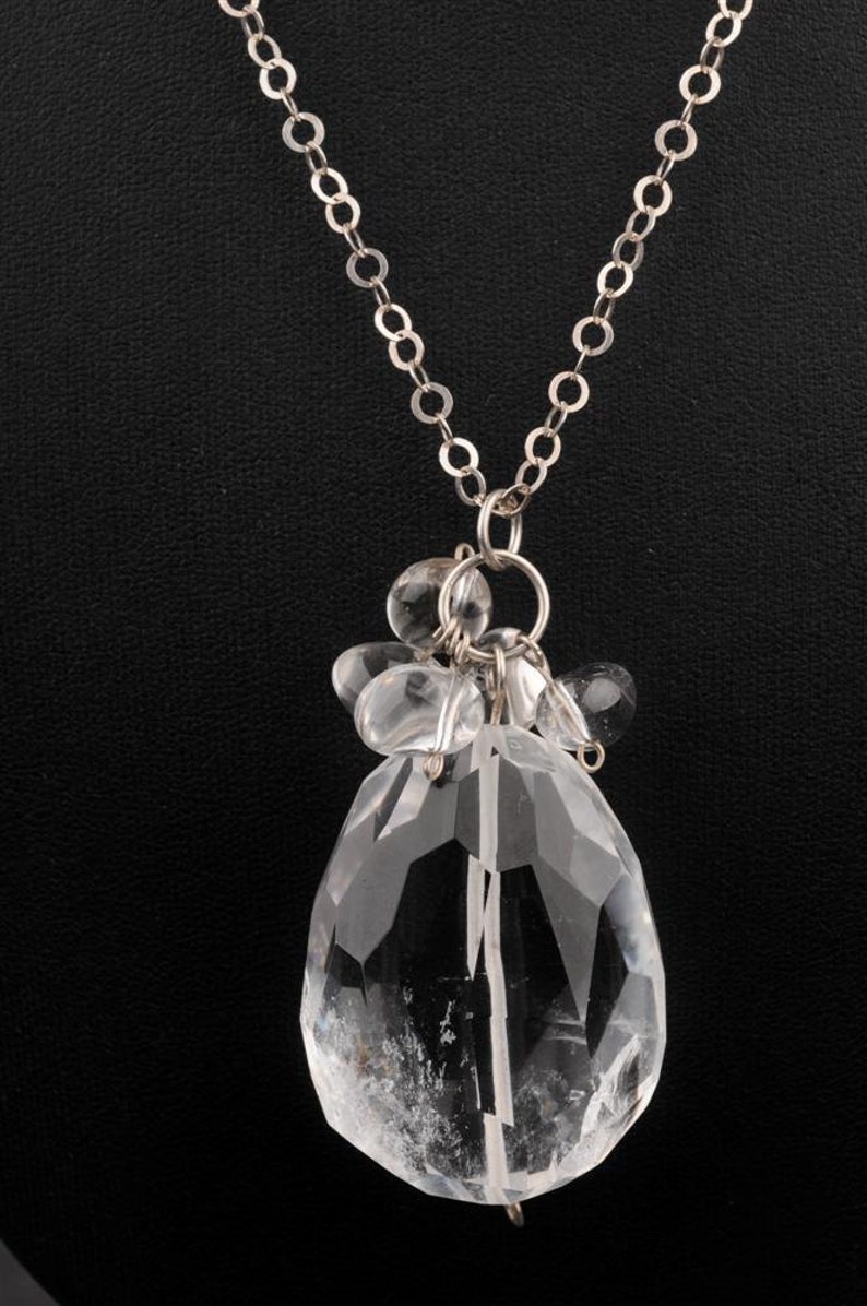 NEW YEAR SALE: Long Pendant Necklace Big Drop Quartz image 0