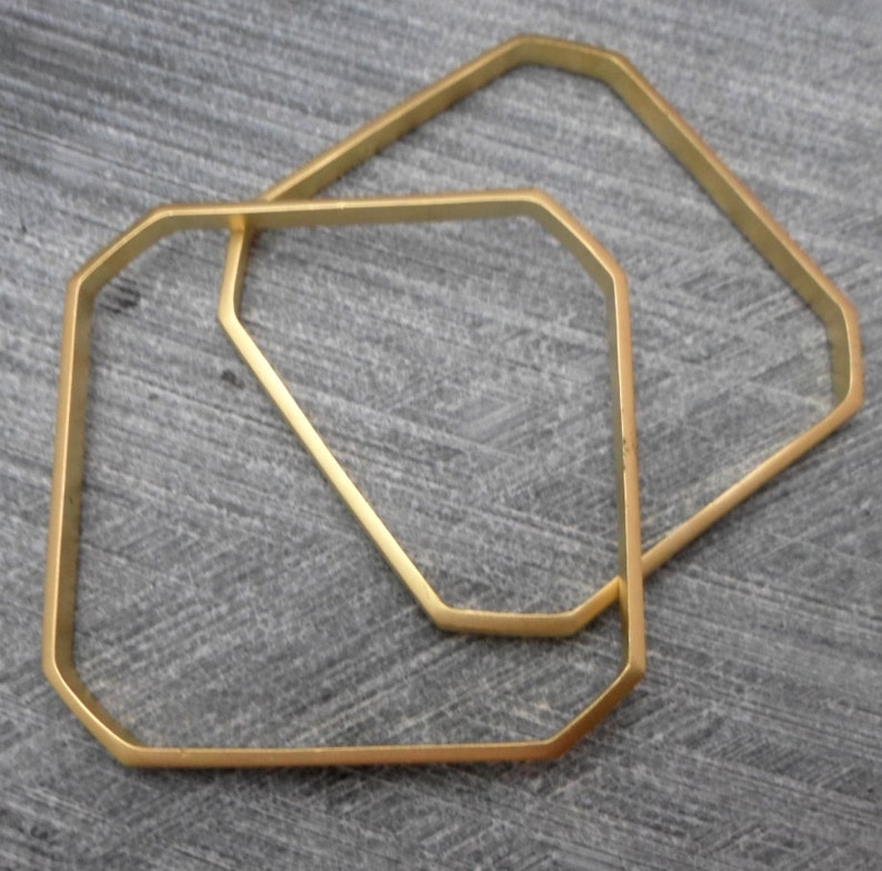 Geometric Gold Bracelet, Octagonal Bangle, Elegant, Minimalist, Trendy, Urban image 2