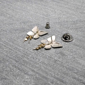 Butterfly Stud Earrings, Sterling Silver with Gold Filled Beads, Rough Finish, Dainty, For Women and Teens, Valentine image 3
