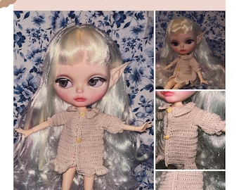 Cardigã Clementine: Roupa de boneca de crochê com mangas bufantes em estilo cottagecore