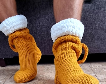 Beer Socks Tunisian Crochet- Funny Gift- HandMade Socks