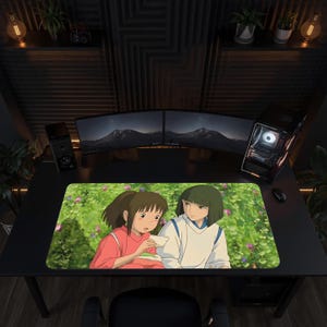 Podkładka pod mysz Spirited Away, podkładka na biurko z motywem anime Studio Ghibli, podkładka pod mysz do gier fantasy, podkładka pod klawiaturę Kawaii XL, wygodna konfiguracja biurka