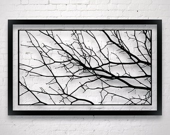 Large Tree Branch Decor / Modern Wall Art / Interior Design Art / Entryway Wall Art / Master Bedroom Wall Decor / Monochrome Art / Paper Cut