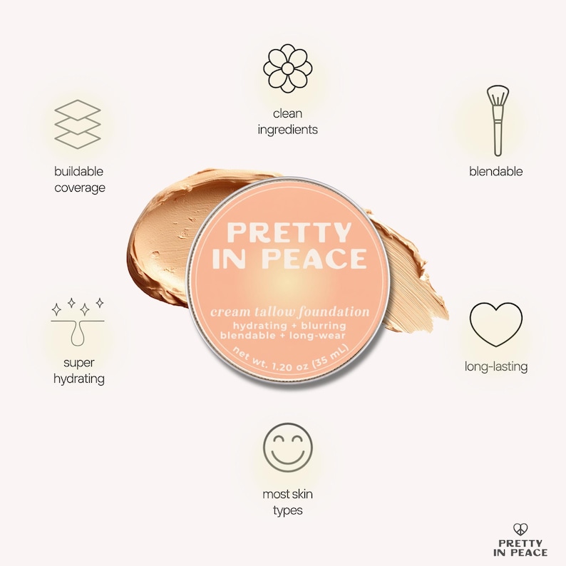 Beef Tallow Cream Foundation, Tallow, Natural Makeup, Tallow Makeup, Tallow Products, Mineral Foundation, Cream Tallow Foundation image 3
