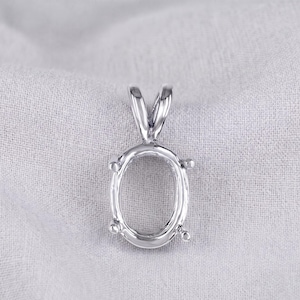 925 Sterling Silver oval semi mount pendant settings Pr-notched 7x5mm to 18x13mm for faceted oval stones Prong Setting DIY and Crafts