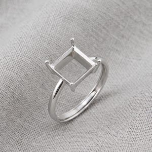 925 sterlingzilver 5 mm - 20 mm vierkant geslepen blanco ring voorgemonteerde ring met ingekerfde ring voor edelsteenzetting Goed voor knutselen en knutselen