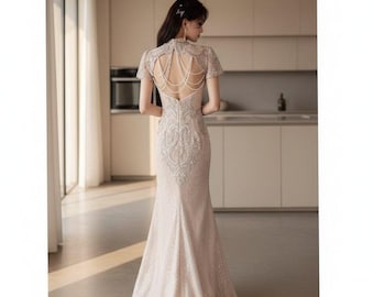 Robe De Mariée Qipao – Cheongsam elegante con retro in pizzo, abito tradizionale cinese