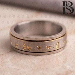 Metal Rotating Fidget Spinner Ring, Charm Anxiety Ring, Elegant Fidget Ring Spiritual Jewelry, Gift for Men Women