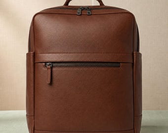 Zaino per laptop in pelle pieno fiore fatto a mano, zaino in pelle nera e marrone, zaino da viaggio, borsa da lavoro, regalo per lui - USA DAZI DOGANALI PAGATI