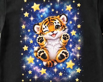 Galaxy Tiger Shirt, Winking Tiger Cub Tee, Celestial Star Graphic