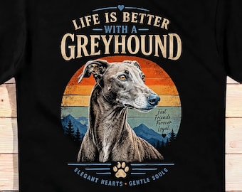 Greyhound T-Shirt: Vintage Dog Lover Gift for Greyhound Owners