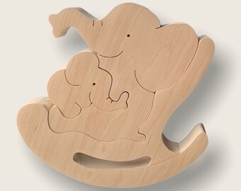 Wooden Puzzle Elephants Personalized, Eco-friendly toy, Handmade wood puzzle, Wooden handmade toy