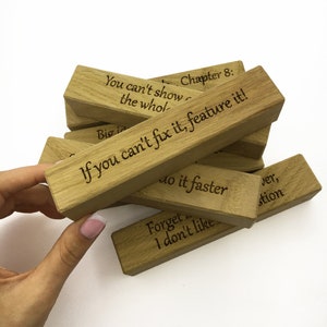 Personalized Oak Wood Quote Block, Engraved Wooden Block