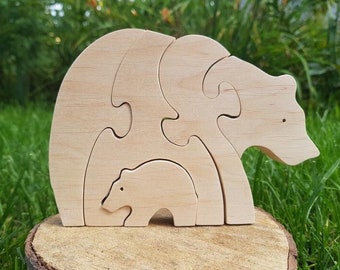 Personalized Wooden Puzzle Bears, Wooden toy, Personalized toy, Eco-friendly toy, Handmade toys, Montessori toy, Toy for toddlers, Toy Puzzl