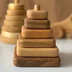 Personalized Wood Stacking Toy, Montessori Stacker, Eco-Friendly Baby Toy